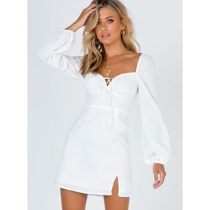 Princess Polly Dress 4 White Alena Long Sleeve Mini NWT